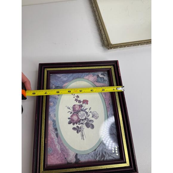 Vintage Gold/Mahogany Botanical/Floral pictures set of 2 - Picture 6 of 9